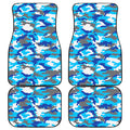 Blue Snow Camouflage Print Front and Back Car Floor Mats