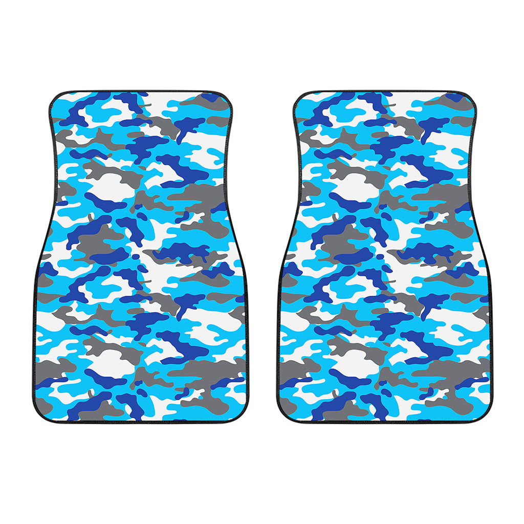 Blue Snow Camouflage Print Front Car Floor Mats