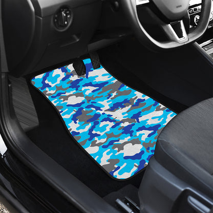 Blue Snow Camouflage Print Front Car Floor Mats