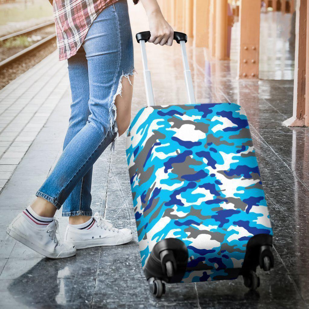 Blue Snow Camouflage Print Luggage Cover GearFrost
