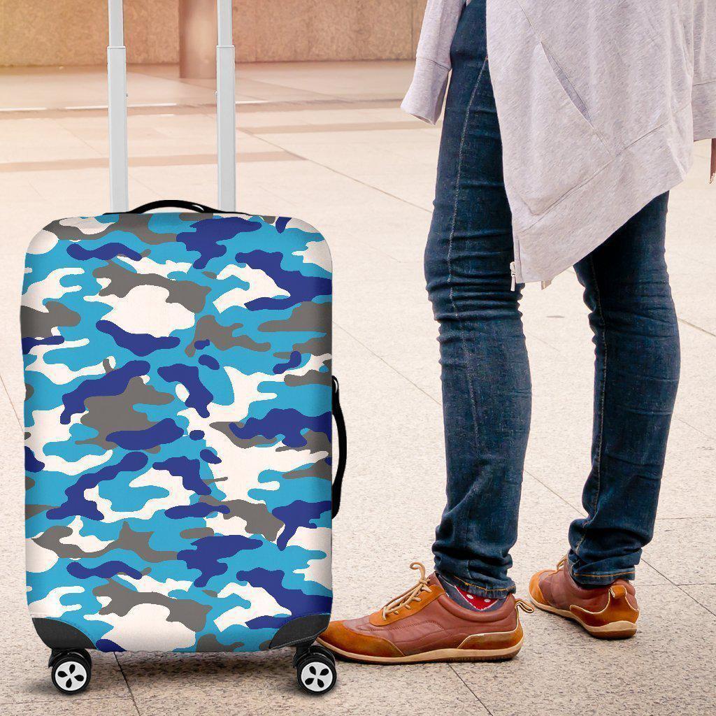 Blue Snow Camouflage Print Luggage Cover GearFrost