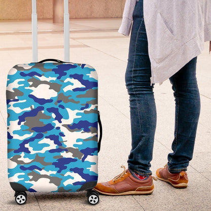 Blue Snow Camouflage Print Luggage Cover GearFrost