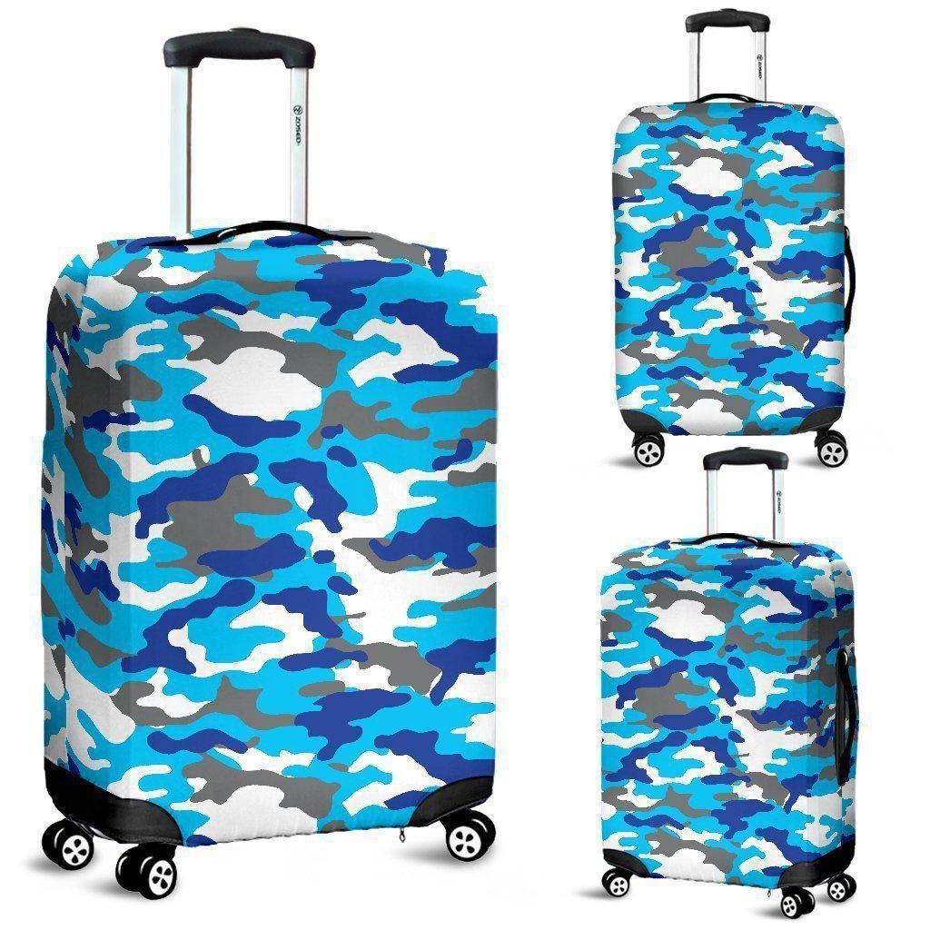 Blue Snow Camouflage Print Luggage Cover GearFrost