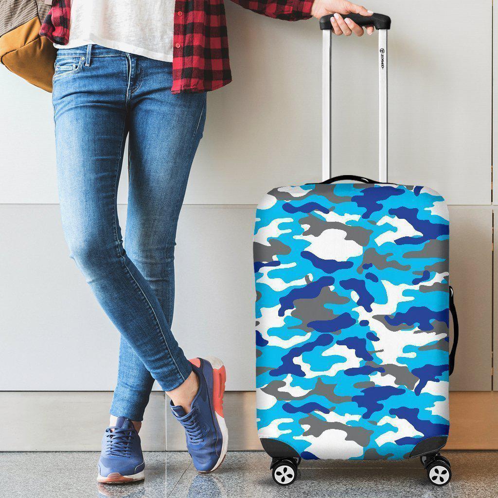 Blue Snow Camouflage Print Luggage Cover GearFrost