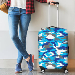 Blue Snow Camouflage Print Luggage Cover GearFrost