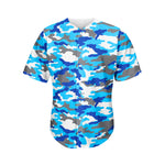 Blue Snow Camouflage Print Men's Baseball Jersey