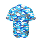 Blue Snow Camouflage Print Men's Baseball Jersey