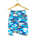 Blue Snow Camouflage Print Men's Shorts
