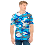 Blue Snow Camouflage Print Men's T-Shirt