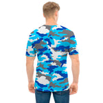 Blue Snow Camouflage Print Men's T-Shirt