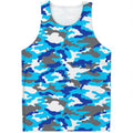 Blue Snow Camouflage Print Men's Tank Top