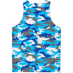Blue Snow Camouflage Print Men's Tank Top