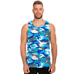 Blue Snow Camouflage Print Men's Tank Top