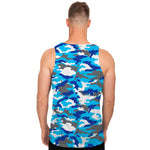 Blue Snow Camouflage Print Men's Tank Top
