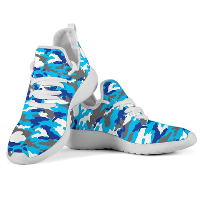 Blue Snow Camouflage Print Mesh Knit Shoes GearFrost