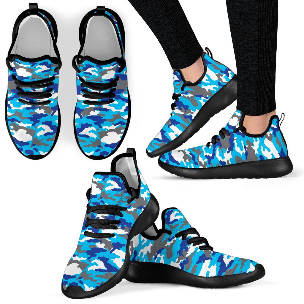 Blue Snow Camouflage Print Mesh Knit Shoes GearFrost