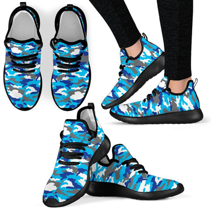 Blue Snow Camouflage Print Mesh Knit Shoes GearFrost