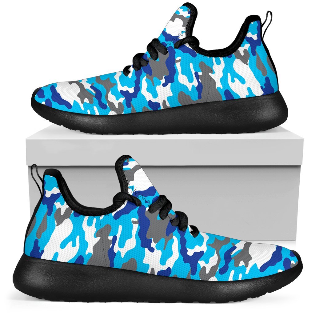 Blue Snow Camouflage Print Mesh Knit Shoes GearFrost