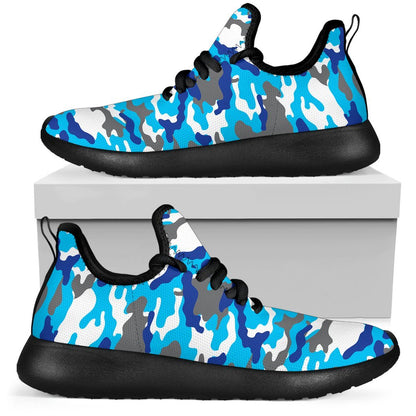 Blue Snow Camouflage Print Mesh Knit Shoes GearFrost