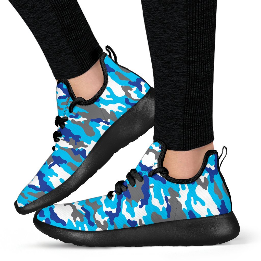 Blue Snow Camouflage Print Mesh Knit Shoes GearFrost