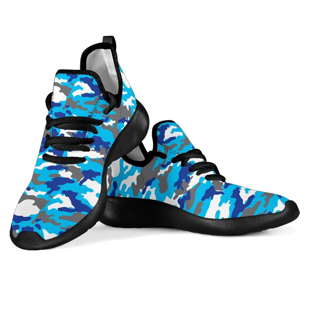 Blue Snow Camouflage Print Mesh Knit Shoes GearFrost