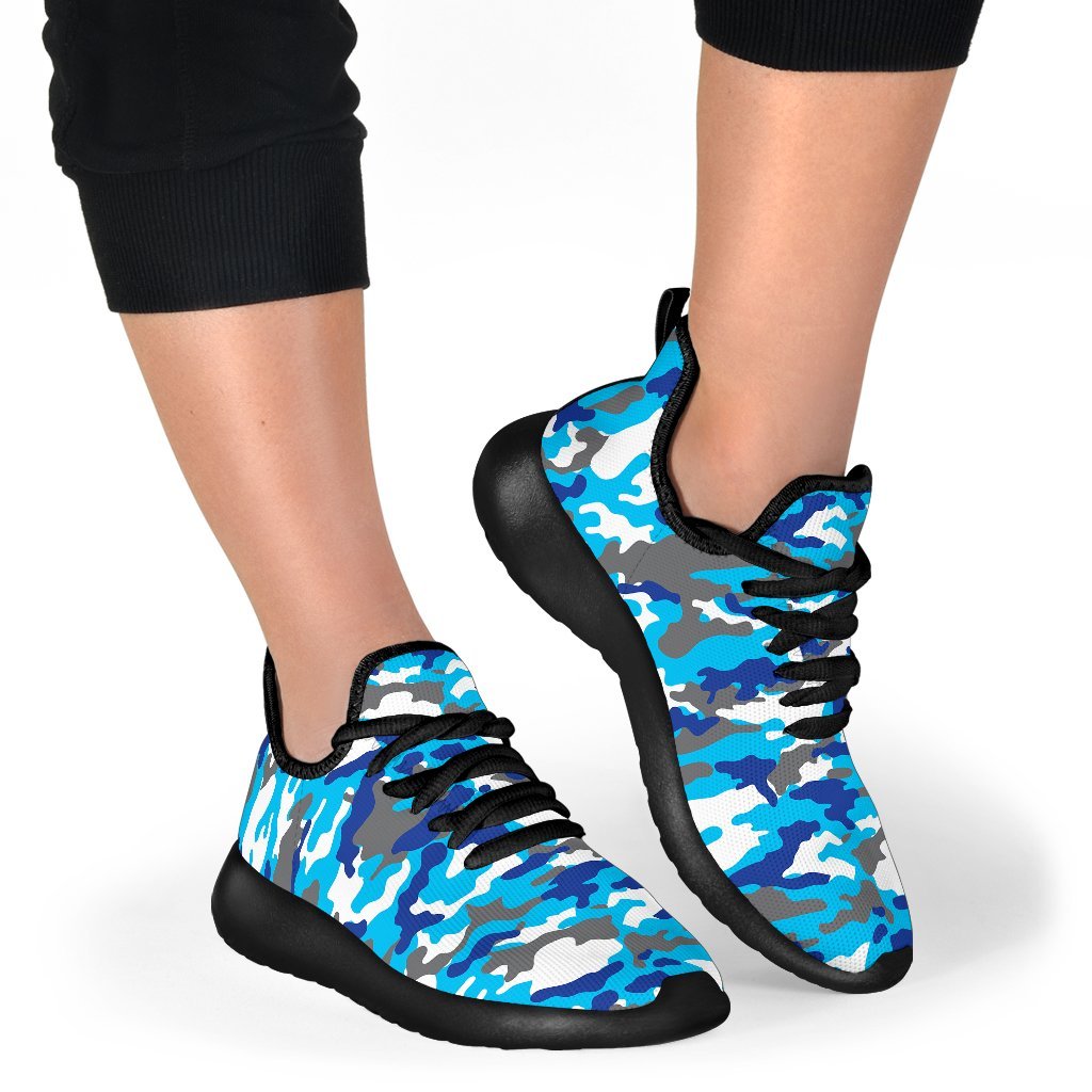 Blue Snow Camouflage Print Mesh Knit Shoes GearFrost