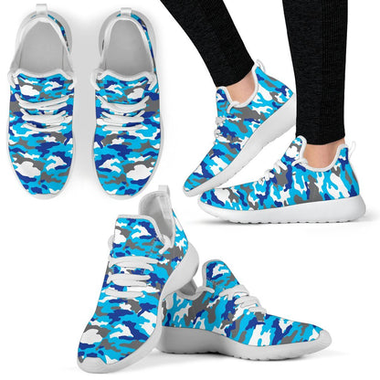 Blue Snow Camouflage Print Mesh Knit Shoes GearFrost