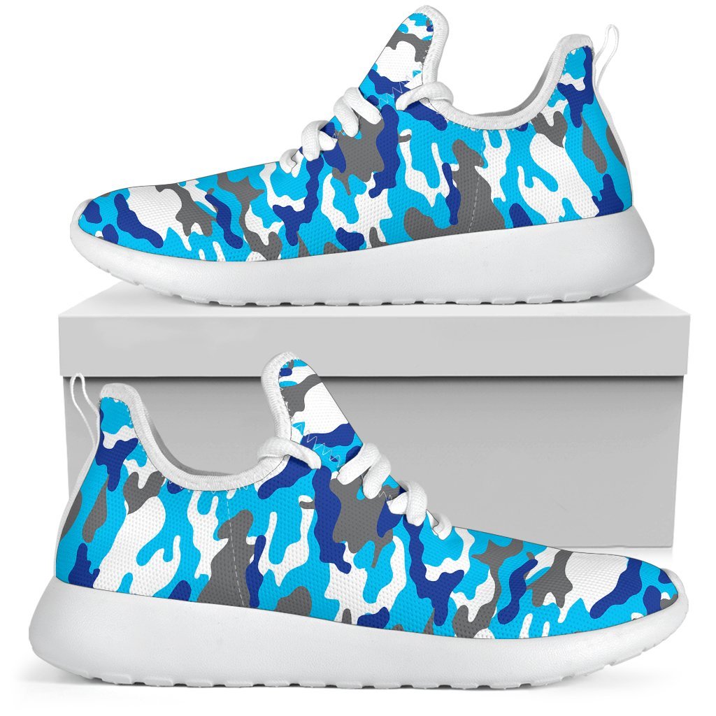 Blue Snow Camouflage Print Mesh Knit Shoes GearFrost