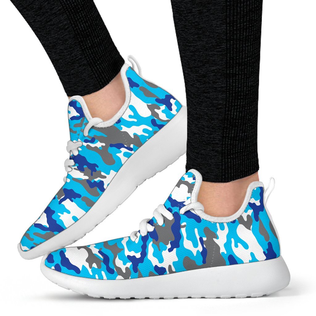 Blue Snow Camouflage Print Mesh Knit Shoes GearFrost