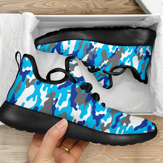 Blue Snow Camouflage Print Mesh Knit Shoes GearFrost