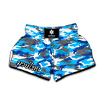 Blue Snow Camouflage Print Muay Thai Boxing Shorts