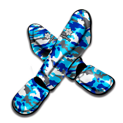 Blue Snow Camouflage Print Muay Thai Shin Guard