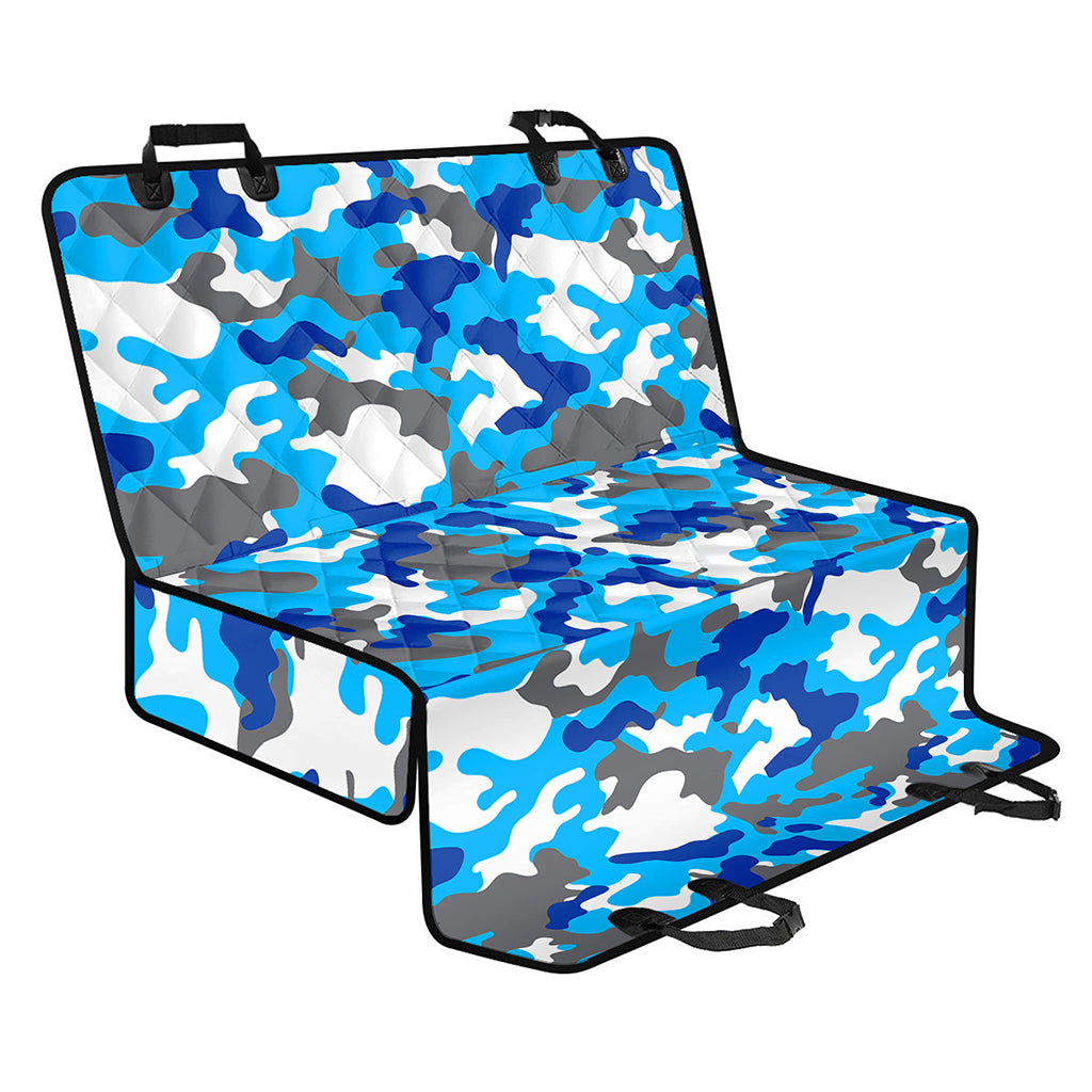 Blue Snow Camouflage Print Pet Car Back Seat Cover