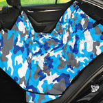 Blue Snow Camouflage Print Pet Car Back Seat Cover
