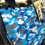 Blue Snow Camouflage Print Pet Car Back Seat Cover