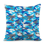 Blue Snow Camouflage Print Pillow Cover