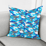 Blue Snow Camouflage Print Pillow Cover