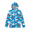Blue Snow Camouflage Print Pullover Hoodie