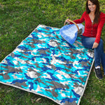 Blue Snow Camouflage Print Quilt