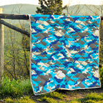 Blue Snow Camouflage Print Quilt