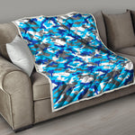Blue Snow Camouflage Print Quilt