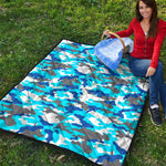 Blue Snow Camouflage Print Quilt