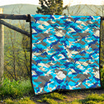 Blue Snow Camouflage Print Quilt