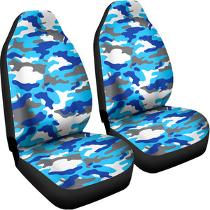 Blue Snow Camouflage Print Universal Fit Car Seat Covers