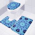 Blue Snowflake Kaleidoscope Print 3 Piece Bath Mat Set