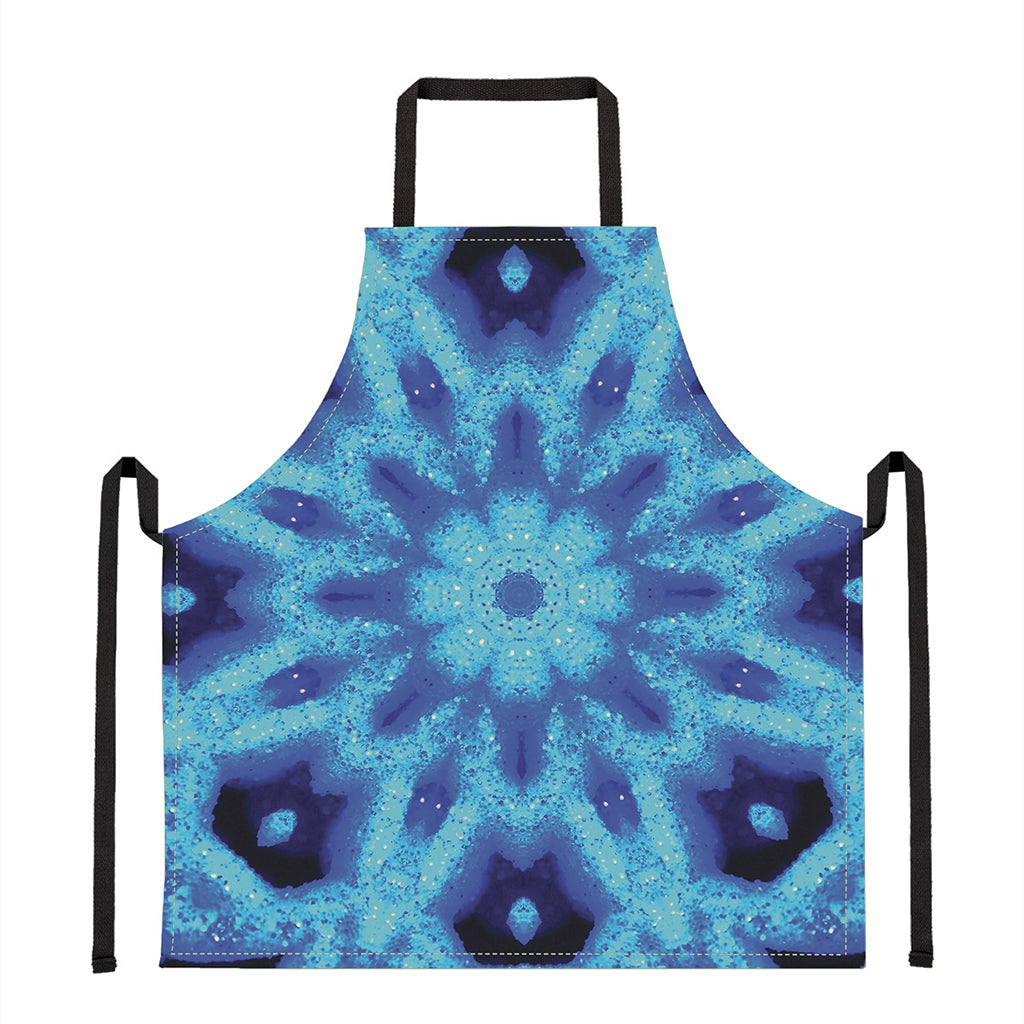 Blue Snowflake Kaleidoscope Print Apron