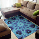 Blue Snowflake Kaleidoscope Print Area Rug