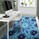Blue Snowflake Kaleidoscope Print Area Rug
