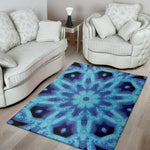 Blue Snowflake Kaleidoscope Print Area Rug