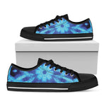 Blue Snowflake Kaleidoscope Print Black Low Top Shoes